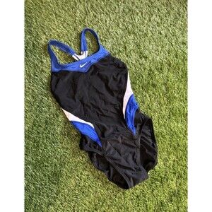 Nike NX Swim Womens Size 4 Black & Blue Sport Racerback One Piece Swimsuit New